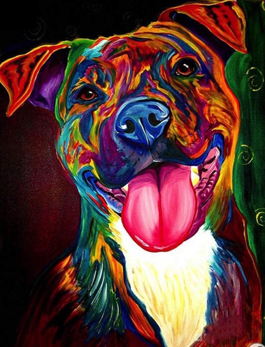 Dielay - Diamond Painting Pakket - Hond | Stafford - 40x30 cm - Complete Set - Volledige Bedekking - Ronde Steentjes